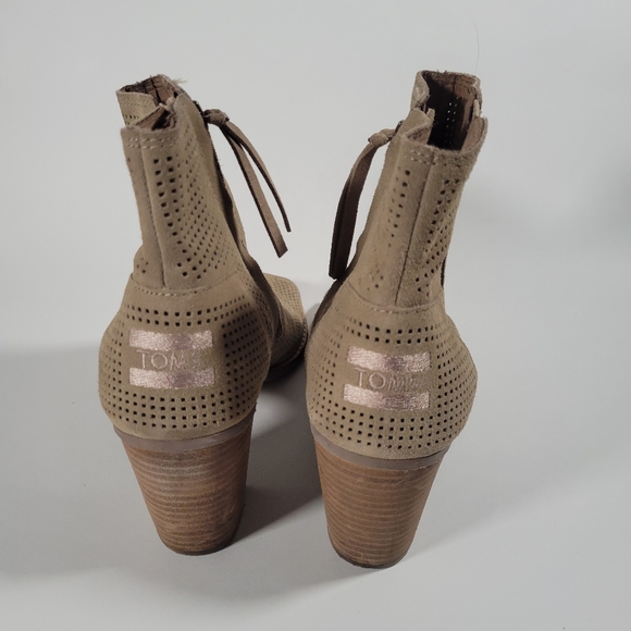 Toms Majorca Peep Toe Heel Suede Tan  - Picture 3 of 9